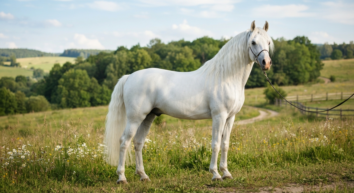 馬の中のお馬さん、白馬の全身画像です